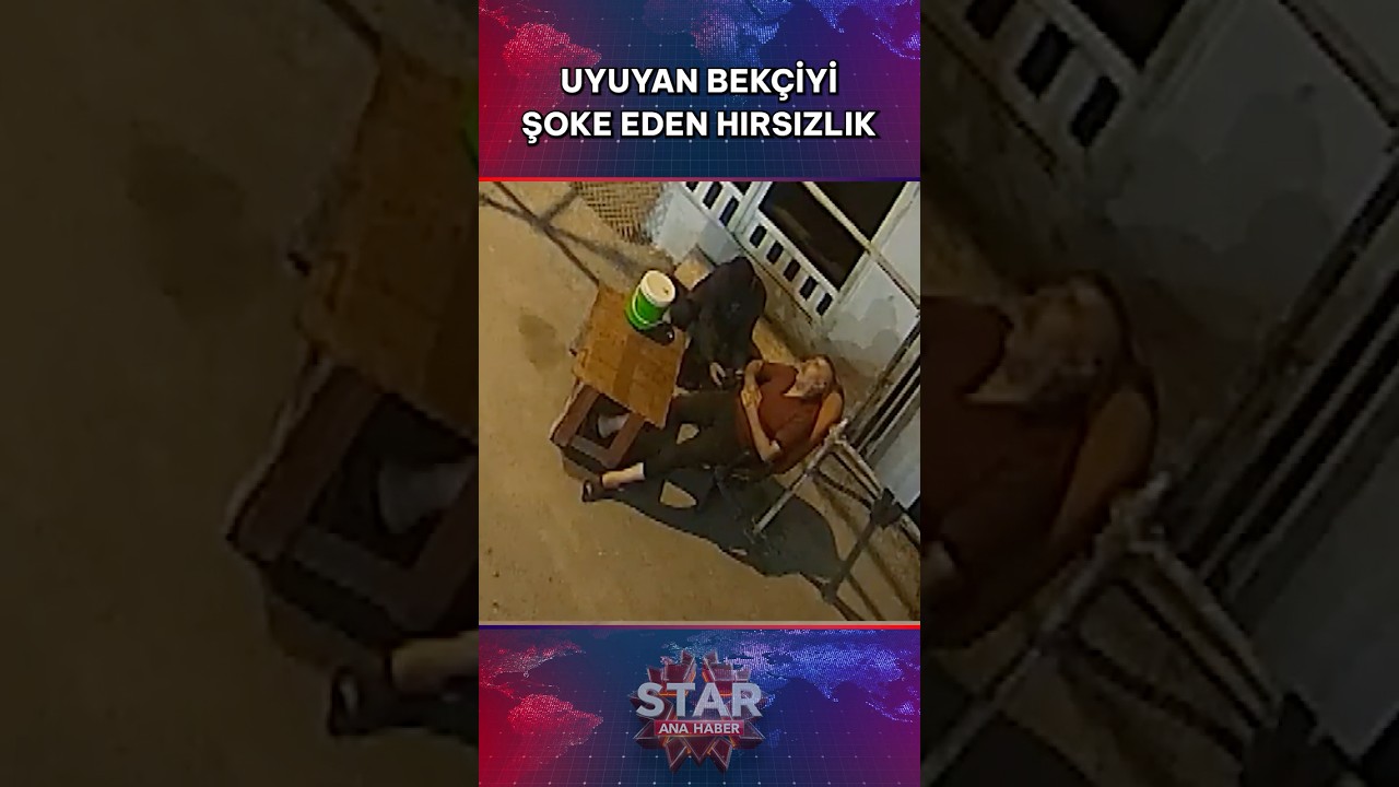 Hırsızın Uyuyan Bekçinin Telefonunu Çaldığı Anlar Güvenlik Kamerasına Yansıdı 