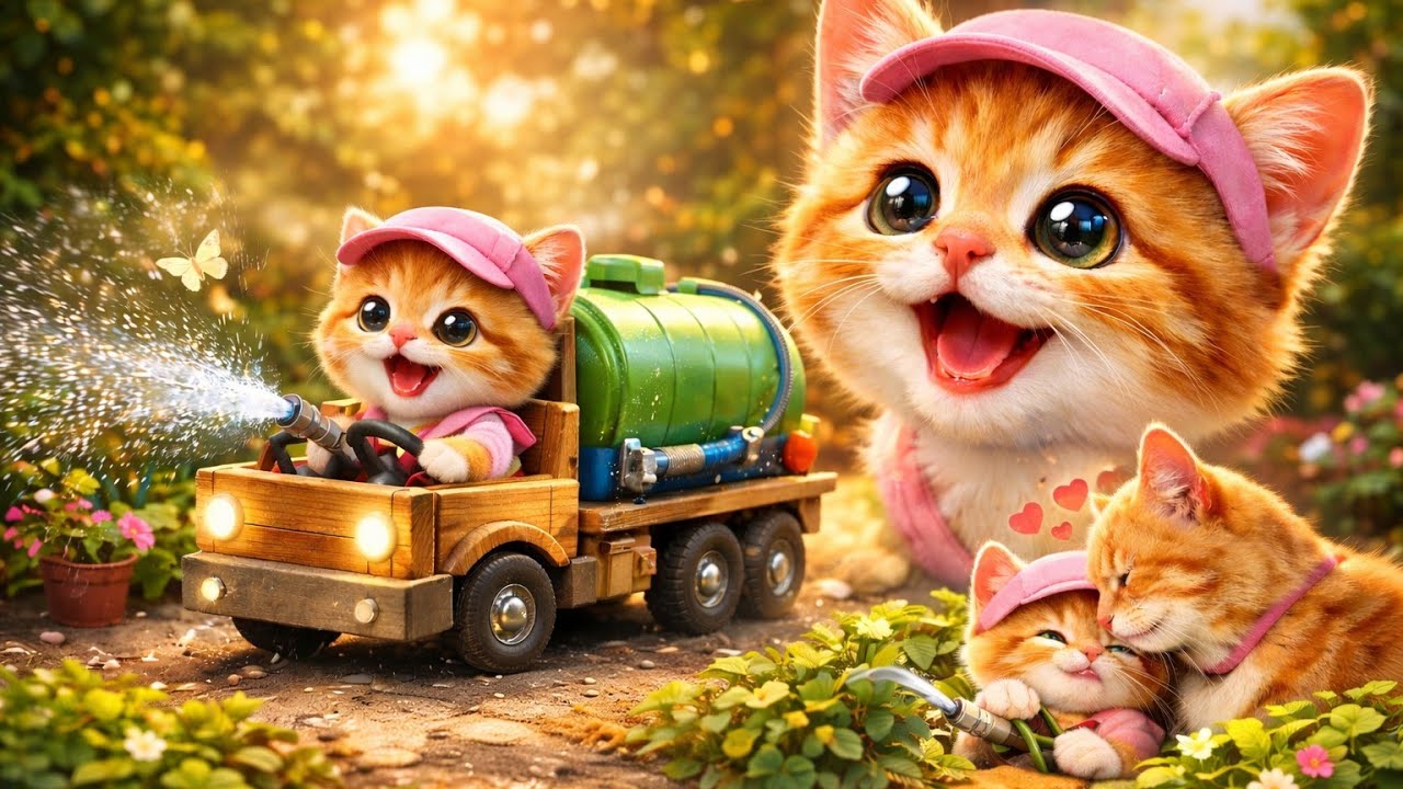 A Tiny Kitten Builds a Water Truck to Save Her Garden 🌱💧 | Heartwarming Cat Story