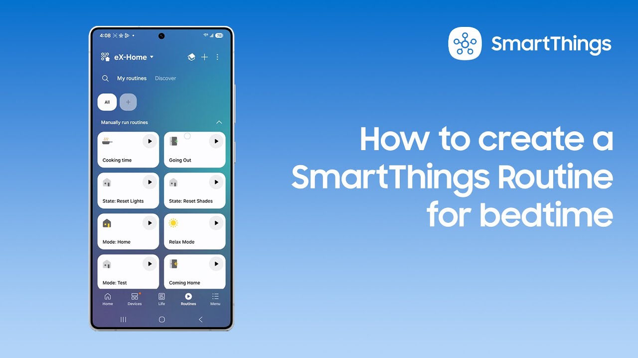 How to create a SmartThings Routine for bedtime