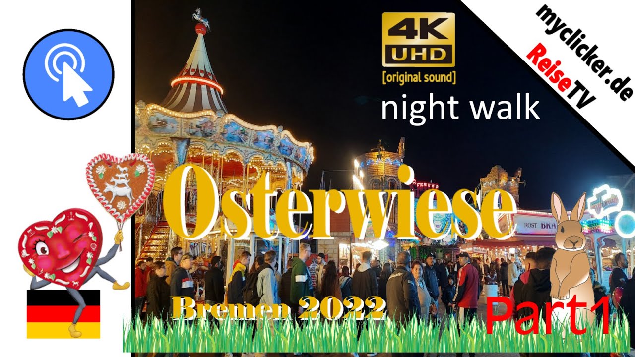Osterwiese Bremen Bürgerweide night walk part1 4k real original sound uhd 2022 dji vuze