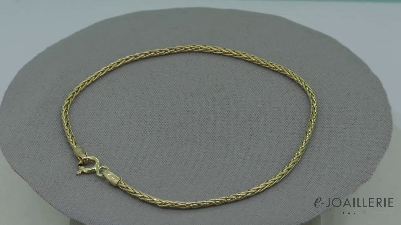 www.e-joaillerie.com - Bracelet or jaune 18 carats maille palmier - 18 cm