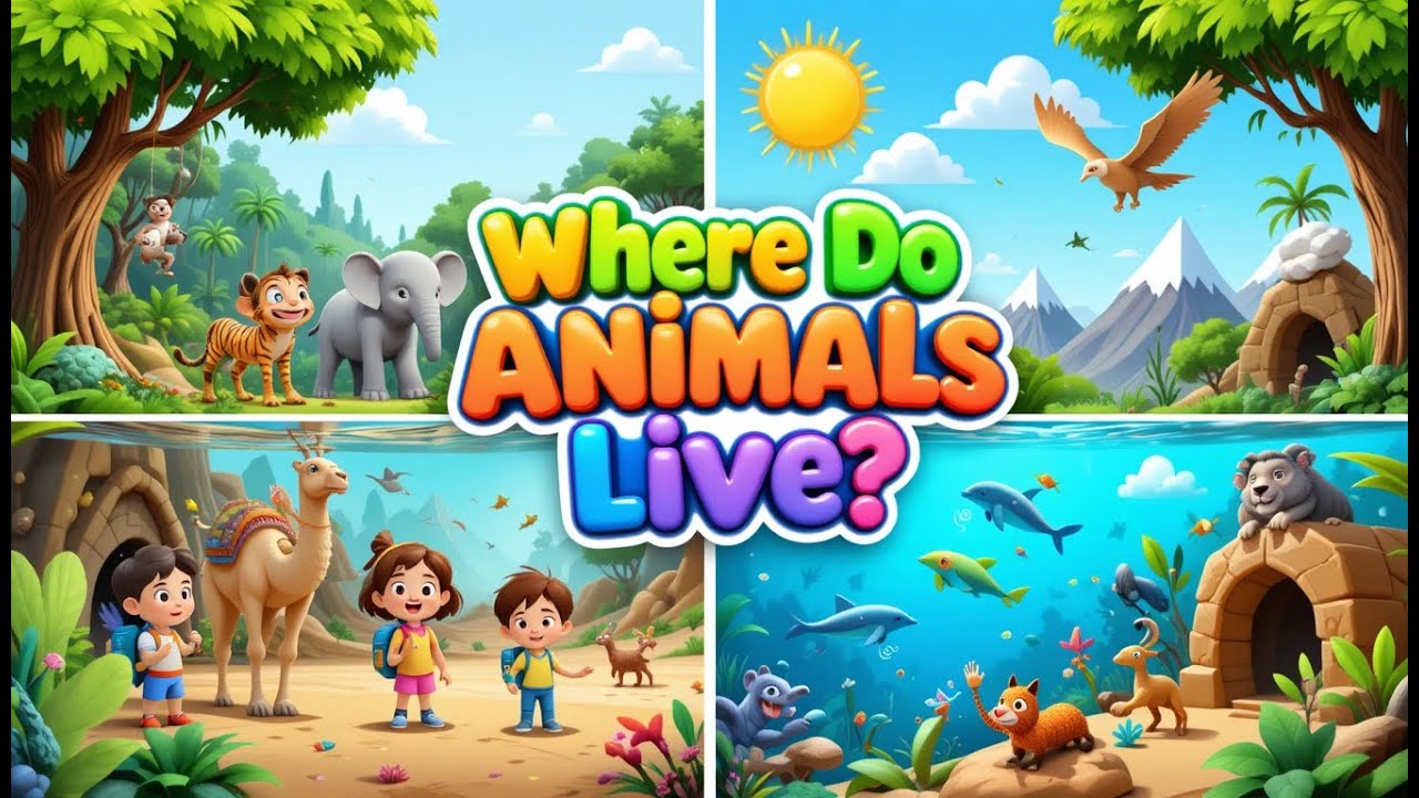 Where Do Animals Live? | Fun Animal Habitats Song for Kids | Jungle, Ocean, Desert & More!