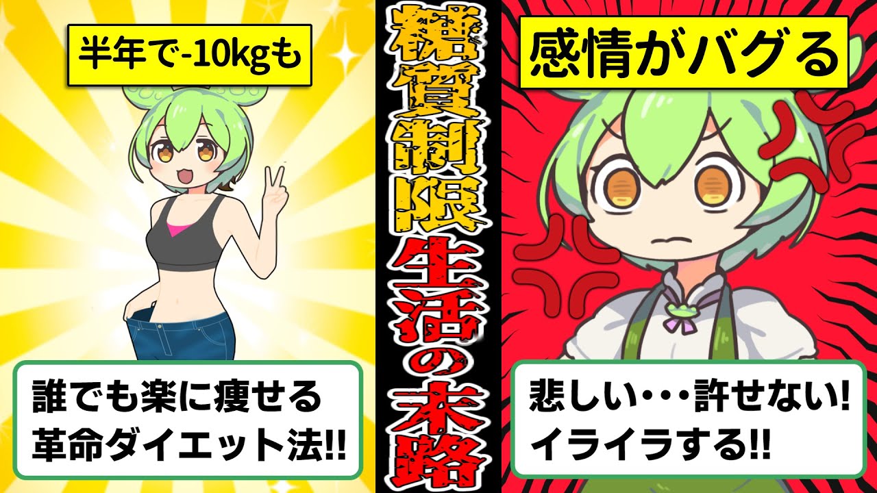 【総死亡率31%爆増！】糖質制限ダイエットに挑戦したずんだもんの末路【ずんだもん＆ゆっくり解説】