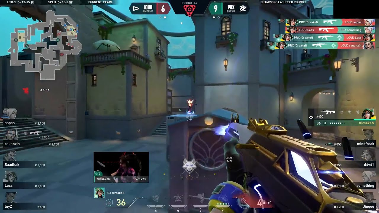 PRX f0rsakeN's 4K to save the round vs LOUD | VALORANT Champions 2023