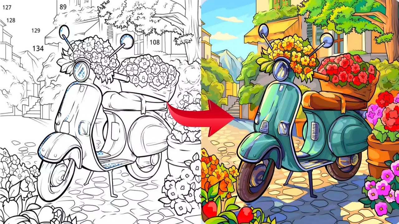 🎨 Satisfying Scooter Coloring | Smooth Lines & Relaxing Sounds