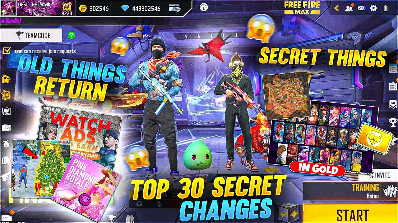 TOP 30 SECRET 🤫 CHANGES AFTER OB39 UPDATE - Garena free fire