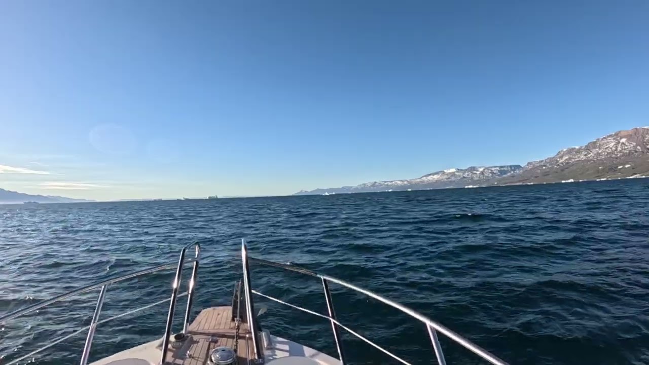 Boating Greenland. Leaving Qullissat (Disko Island) steaming south