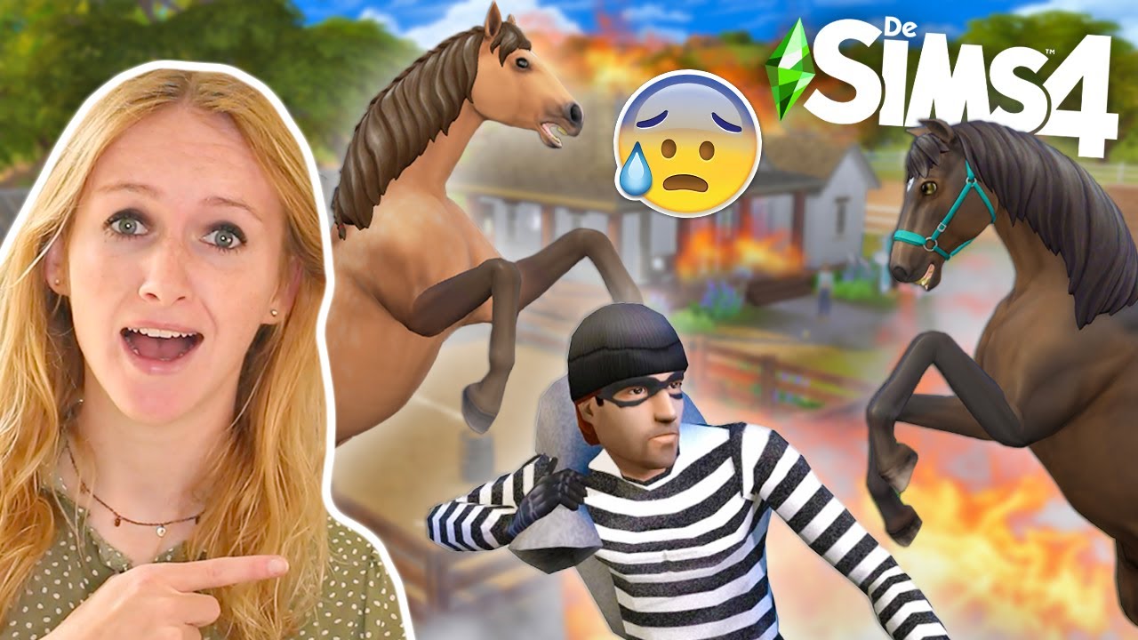 INBREKER op mijn PAARDEN MANEGE en BRAND! 😱🔥 *Sims 4*