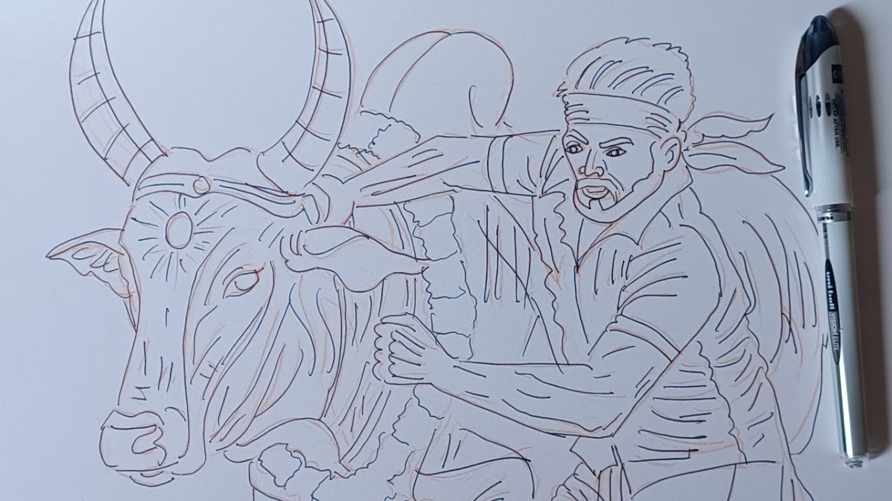 Jallikattu Art Drawing | Pongal Special Drawing | for beginners