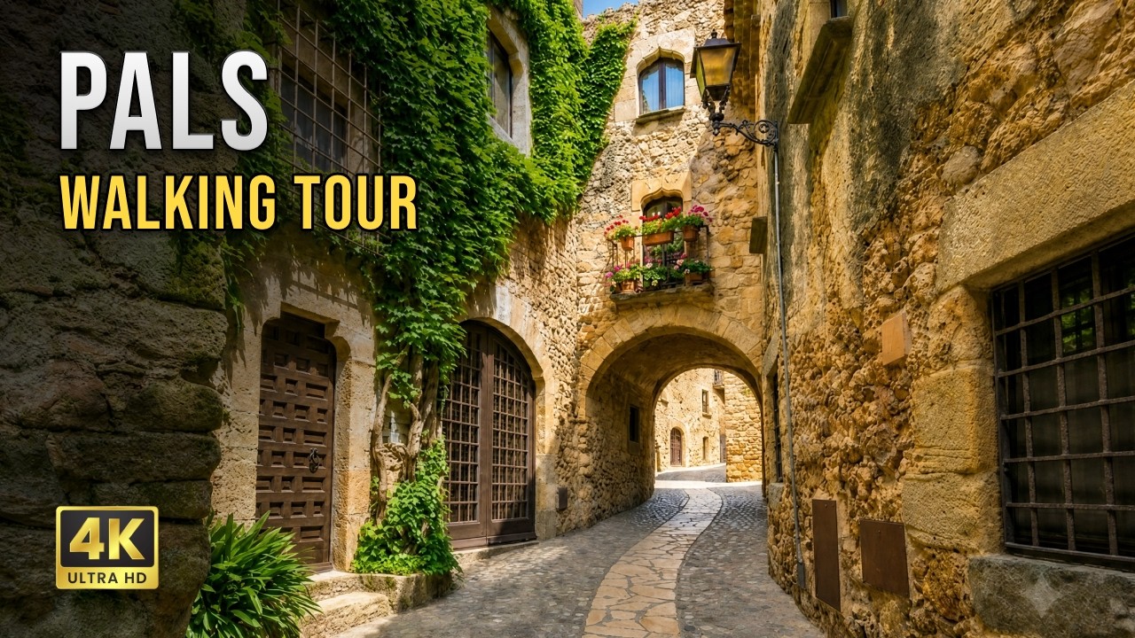 Pals, Hiszpania 🏰 Piękna średniowieczna wioska na Costa Brava | 4K Walking Tour