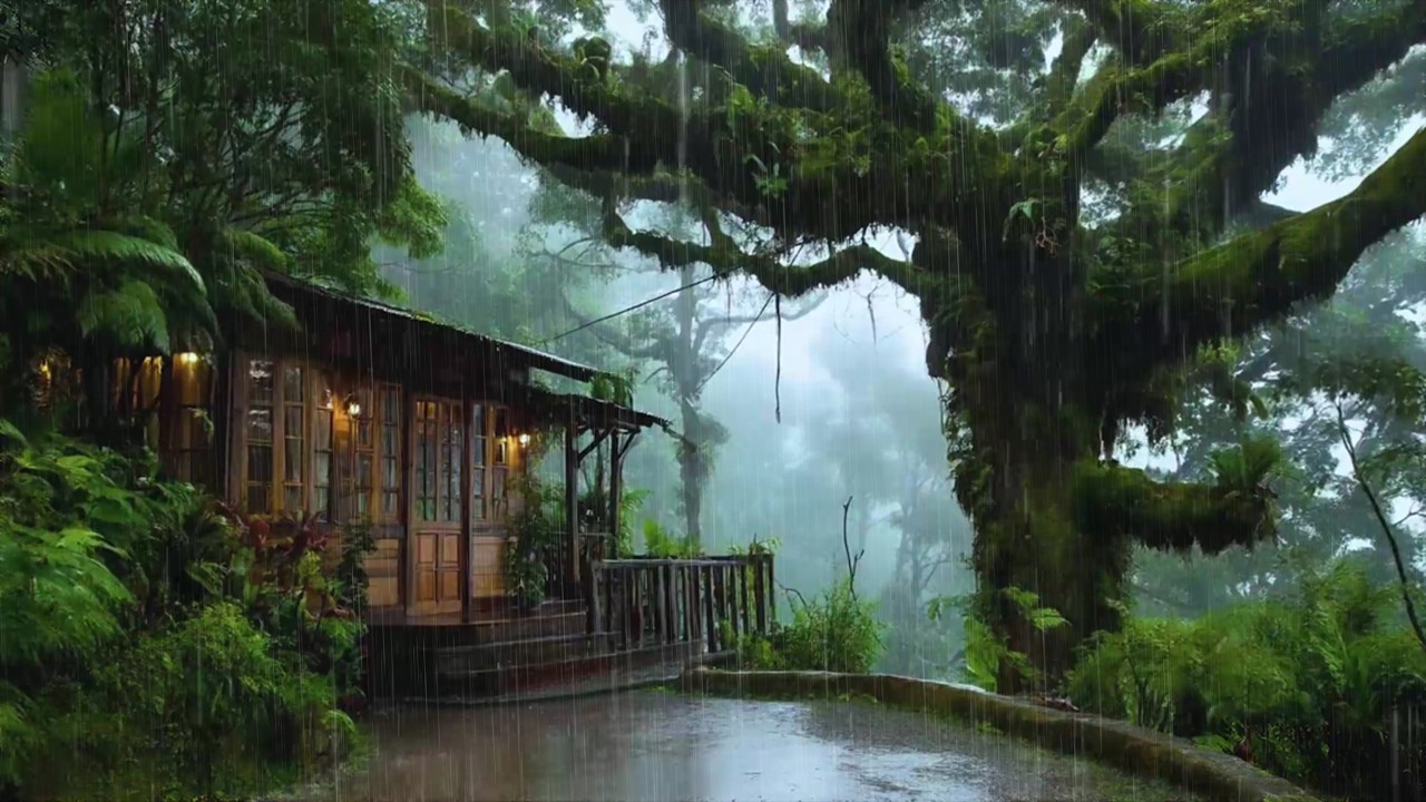 Soothe Your Mind & Body with Rain in Cozy Tree House Cabin 🍀 Enjoy Restful Nights with Rain