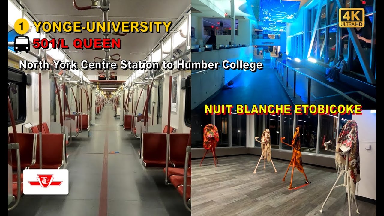 TTC POV Walk: North York Centre Station to Humber College (Nuit Blanche 2022 Part 4/4)【4K】