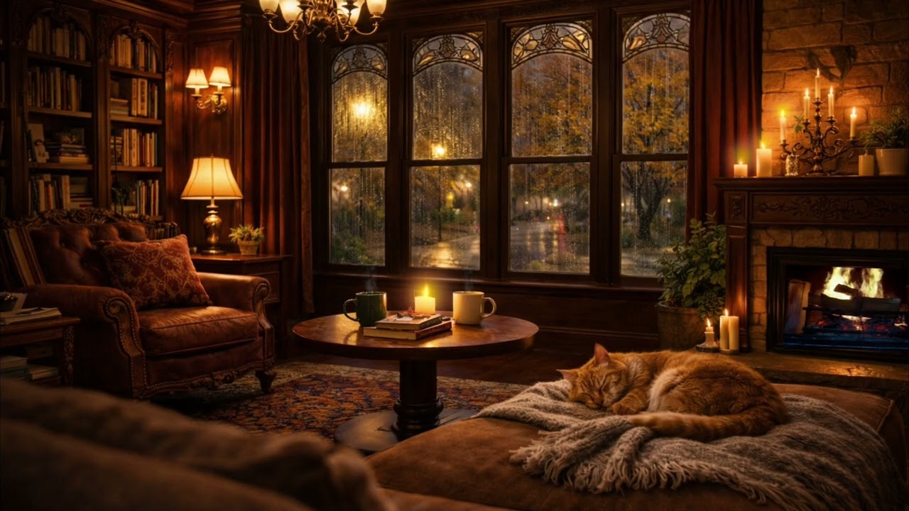 10 Hours Cozy Victorian Fireplace Piano for Sleep and Relaxation. No Ads