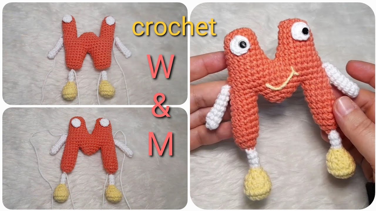 ميدالية كروشيه حرف M &W #أميجرومي #crochet