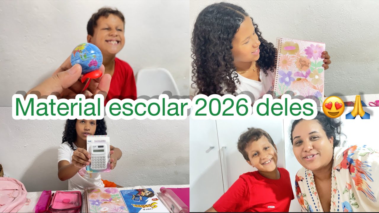 Mostrando Tudo que Compramos de Material Escolar 2026 das Crianças 😍🙏 Maria 7 Ano Pedro 3 Ano✨