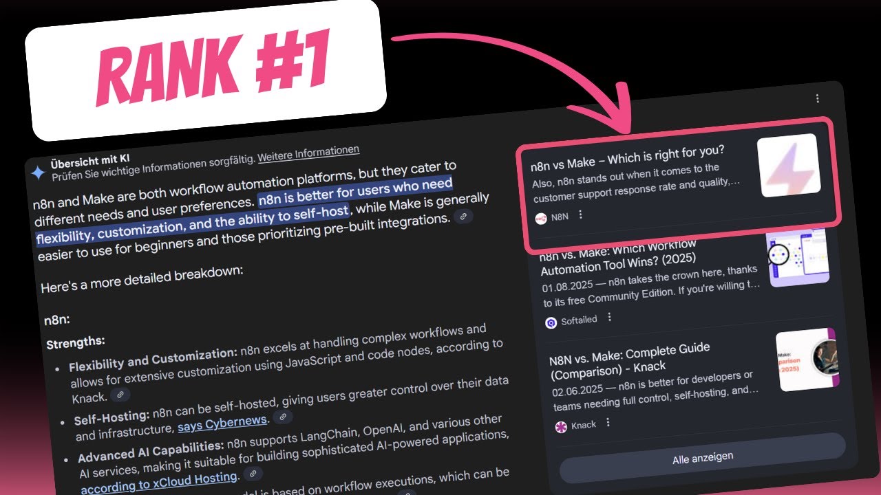 Automatisation du R&eacute;f&eacute;rencement Naturel (SEO) pour les Aper&ccedil;us IA dans Google