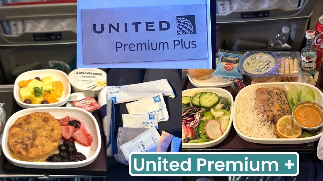 Обзор питания и места на рейсе United Premium Plus International