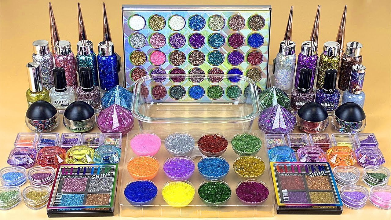 GLITTER SLIME | Mixing makeup and glitter into Clear Slime | Satisfying Slime Videos 1080p