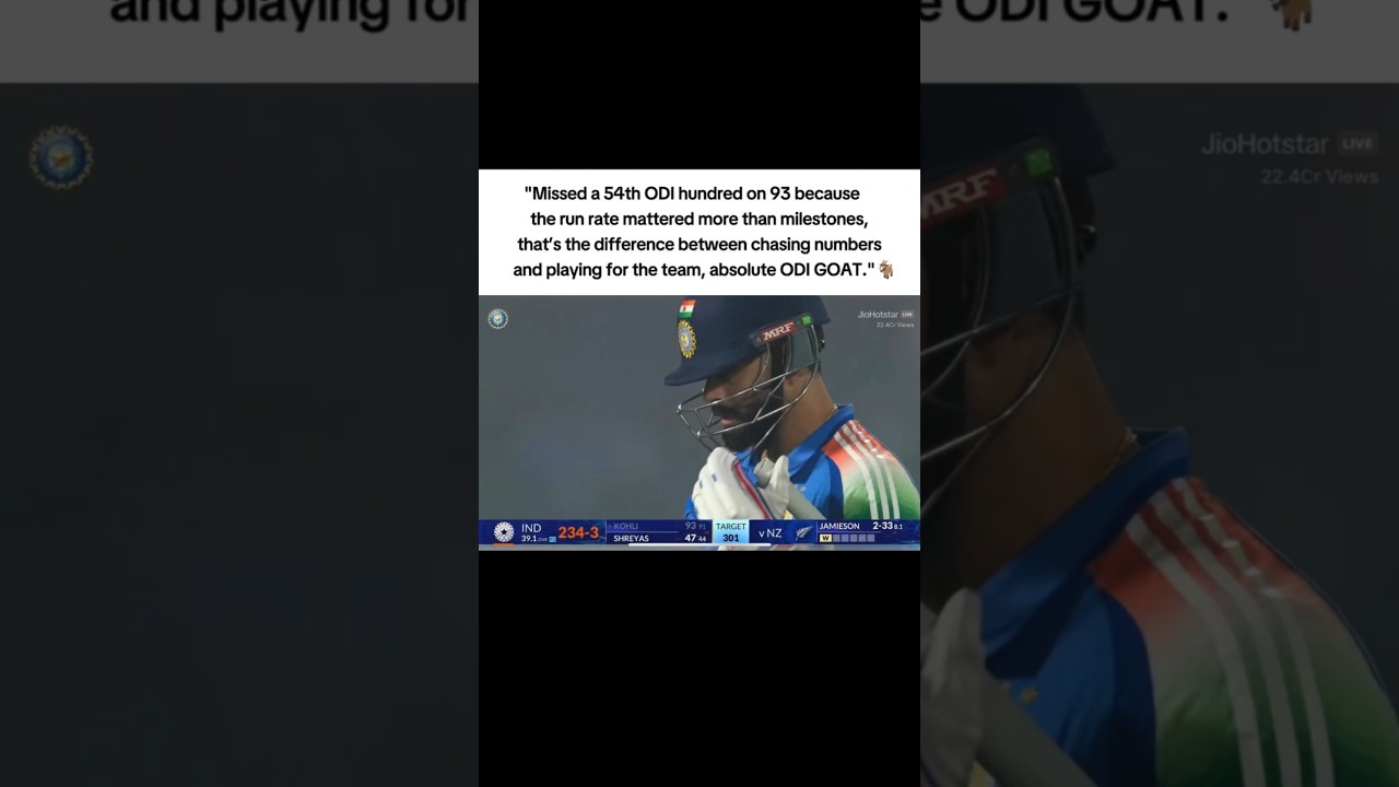 Missed a 54th ODI hundred on 93 because the run rate mattered more than milestones, that's the diffe