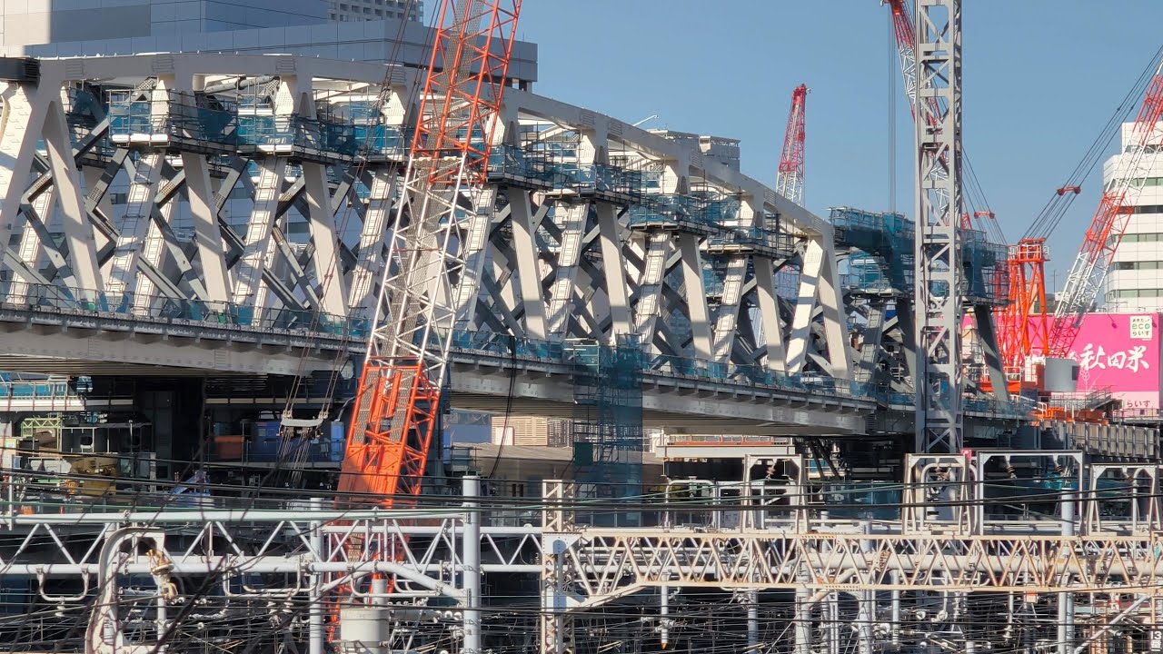 京浜急行本線（泉岳寺駅～新馬場駅間）連続立体交差事業／八ツ山跨線々路橋架け替え／品川駅の地平化および2面4線化／「品川駅街区地区」再開発の建設状況（2026年1月14日）