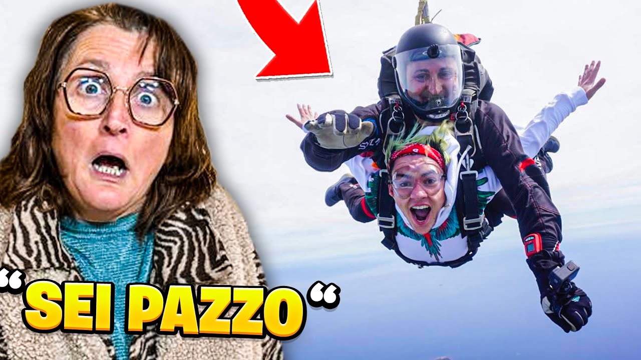 MIA MAMMA REAGISCE al MIO LANCIO DALL&rsquo;AEREO😂*divertente*