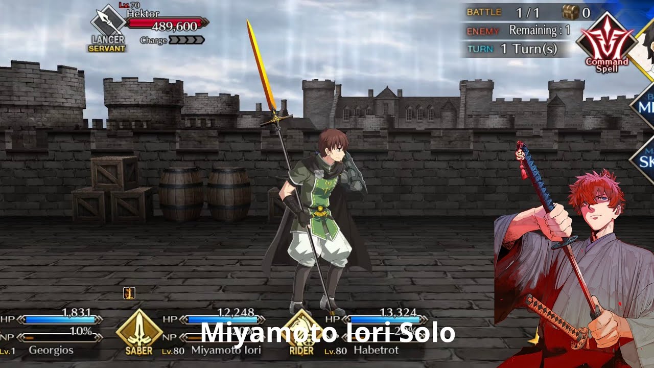 [FGO NA] Hektor Advanced Quest — Miyamoto Iori Solo