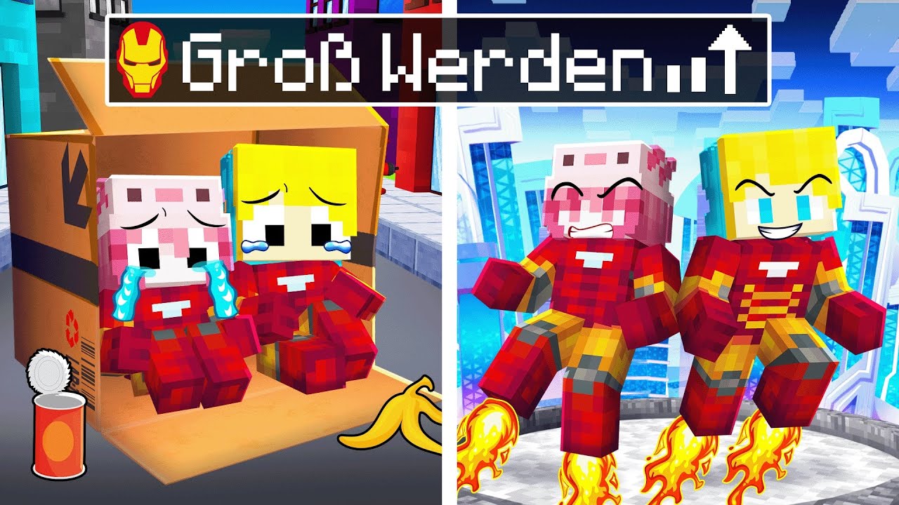 Ukri und Lea wachsen als IRON MAN auf in Minecraft!
