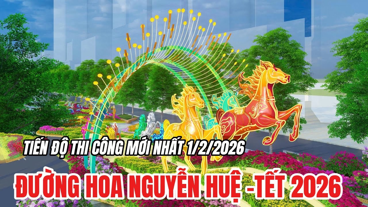 Đường hoa Nguyễn Huệ 2026 với công nghệ mapping lần đầu xuất hiện- BẮT ĐẦU THI CÔNG