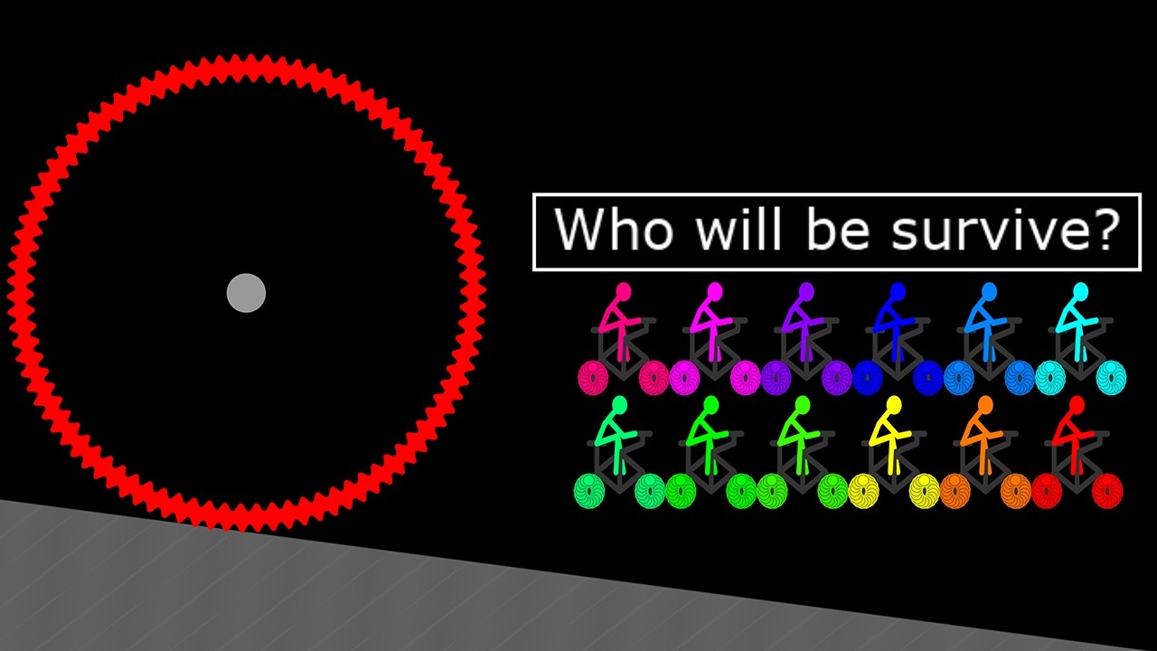 Full Option (Escape Monters Circle, Bicycle, Shutter Crush) Marble Race in Algodoo