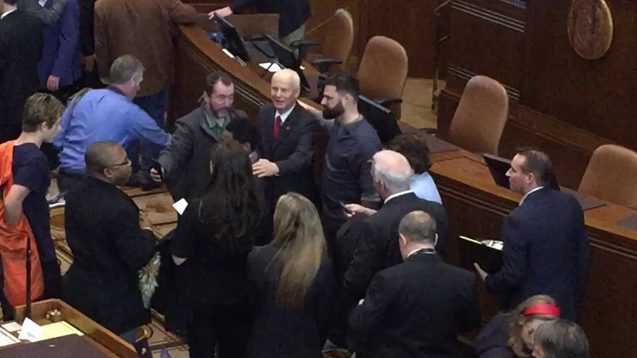 Dennis Richardson is congratulated as the new Oregon Secretary of State
