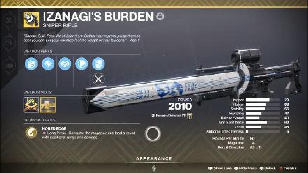 Izanagi's Burden Exotic Weapon & Catalyst – Destiny 2