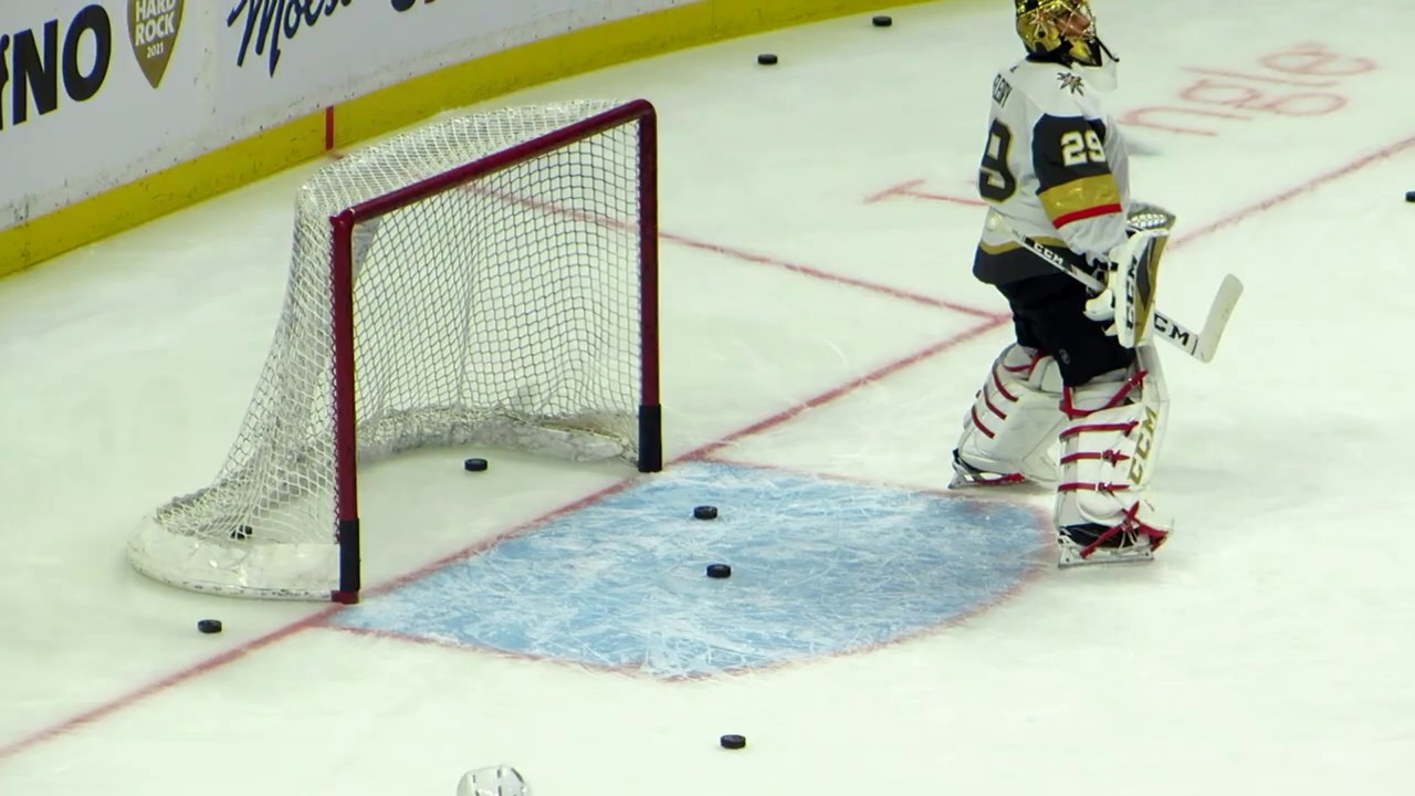 Fleury and Subban during pre-game warm-up at the Golden Knights @ Senators hockey game