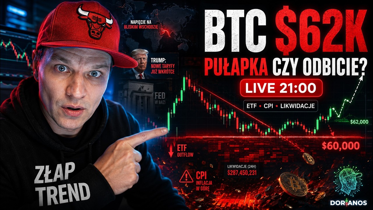 🚨 BTC $62K I ETF-Y KRWAWIĄ! 🔥 CZY $60K TO OSTATNIA OBRONA? (LIVE 21:00)  🚨