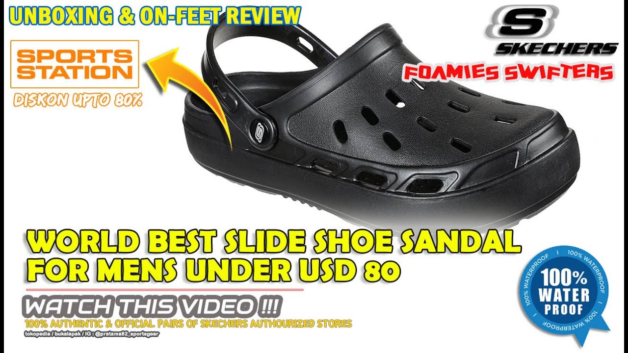 Unboxing & review on feet SKECHERS FOAMIES SWIFTERS SHOES SANDAL SLIDE WATERPROOF (100% AUTHENTICL