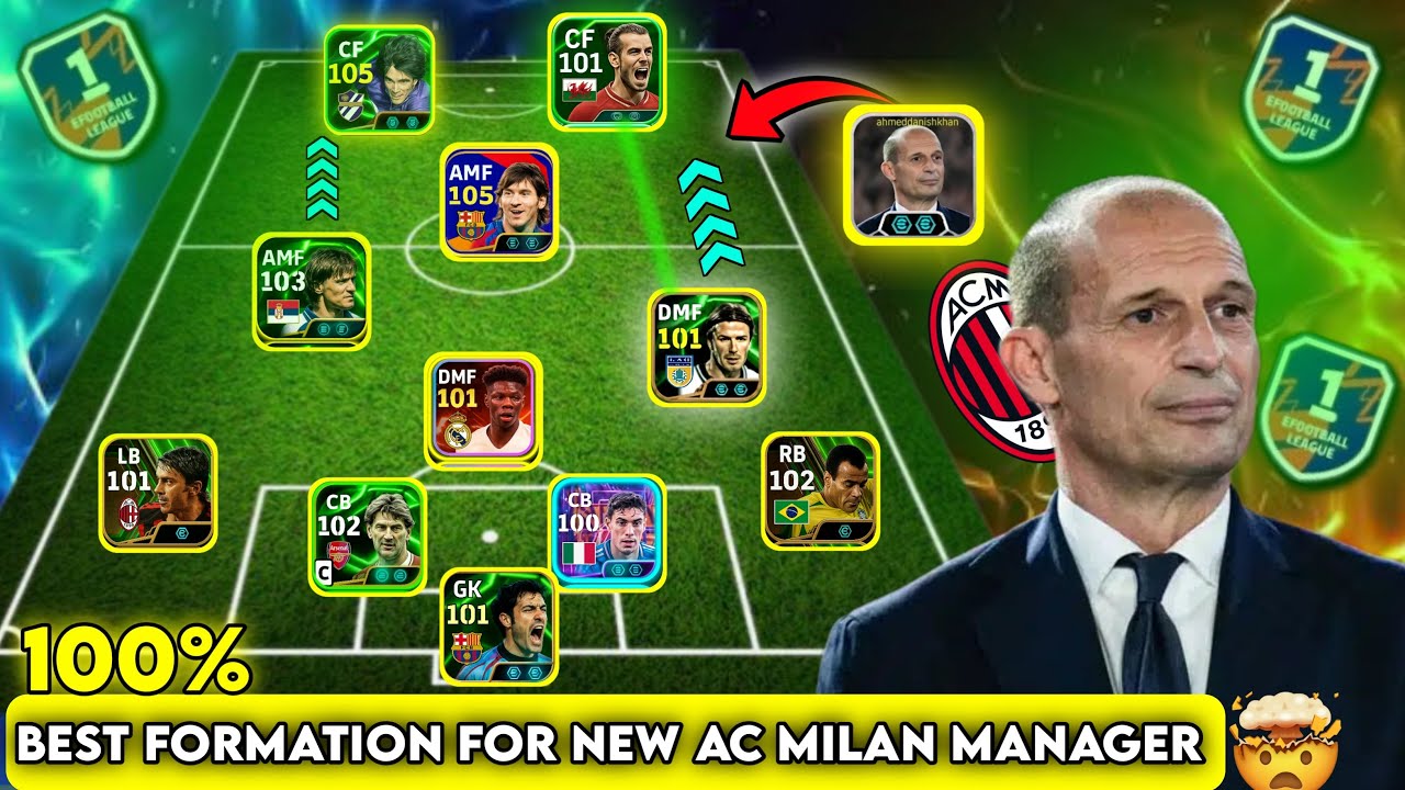 100% Best Formation For New AC Milan Manager M. Allegri 🤯 | Longball Counter 4-2-1-3