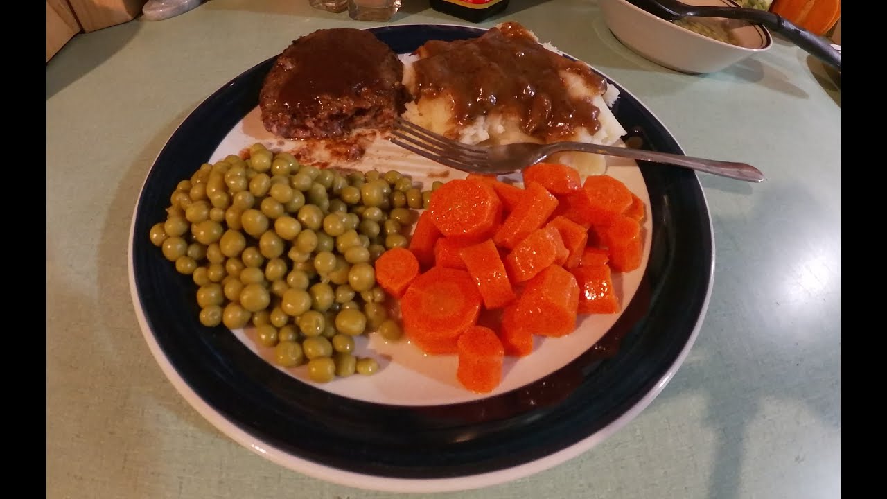 The Humble Hamburger Steak with Mushroom and Onion Gravy. A Diner Classic Back in the Day.