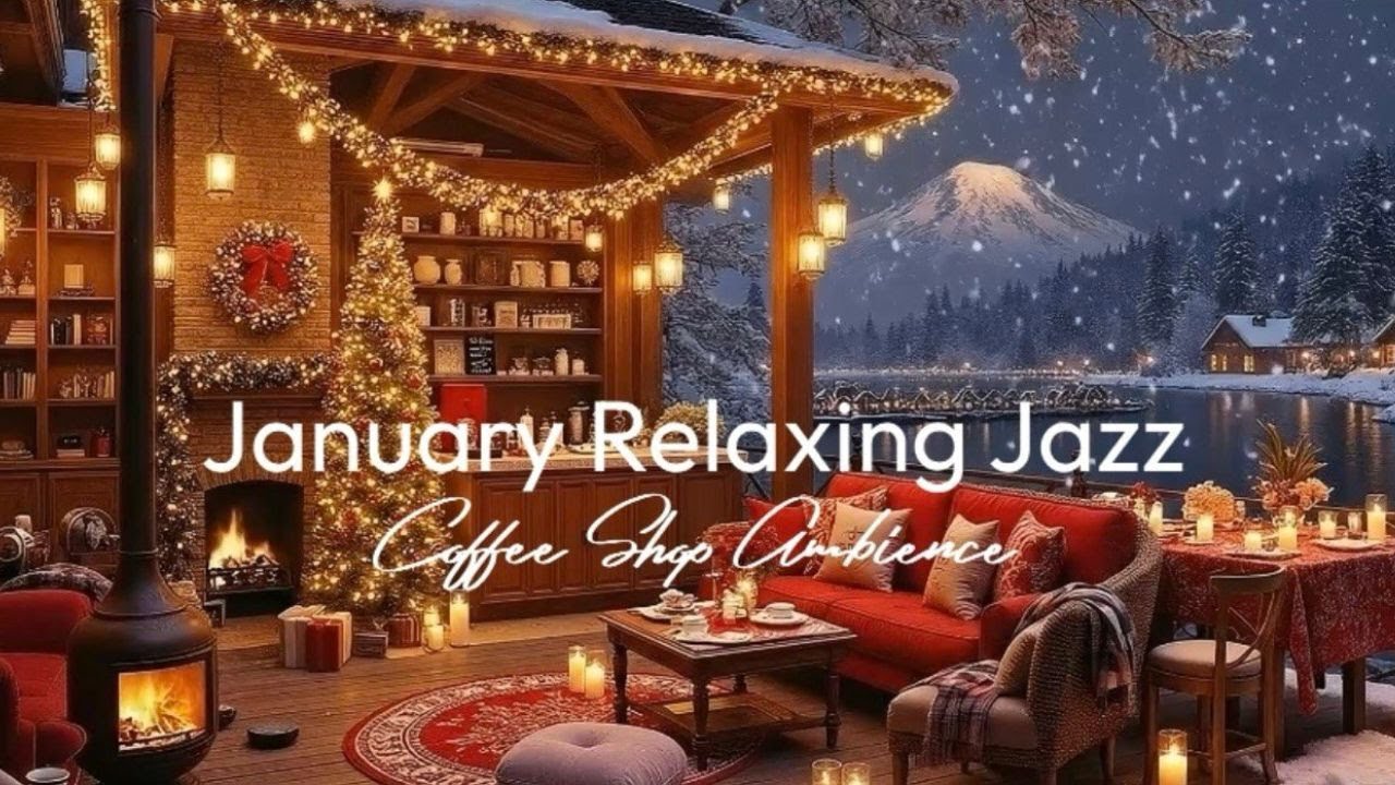 Cozy Winter Relaxing Jazz Coffeehouse by the Lake❄️ Relaxing Fireplace Ambience for Study & Focus
