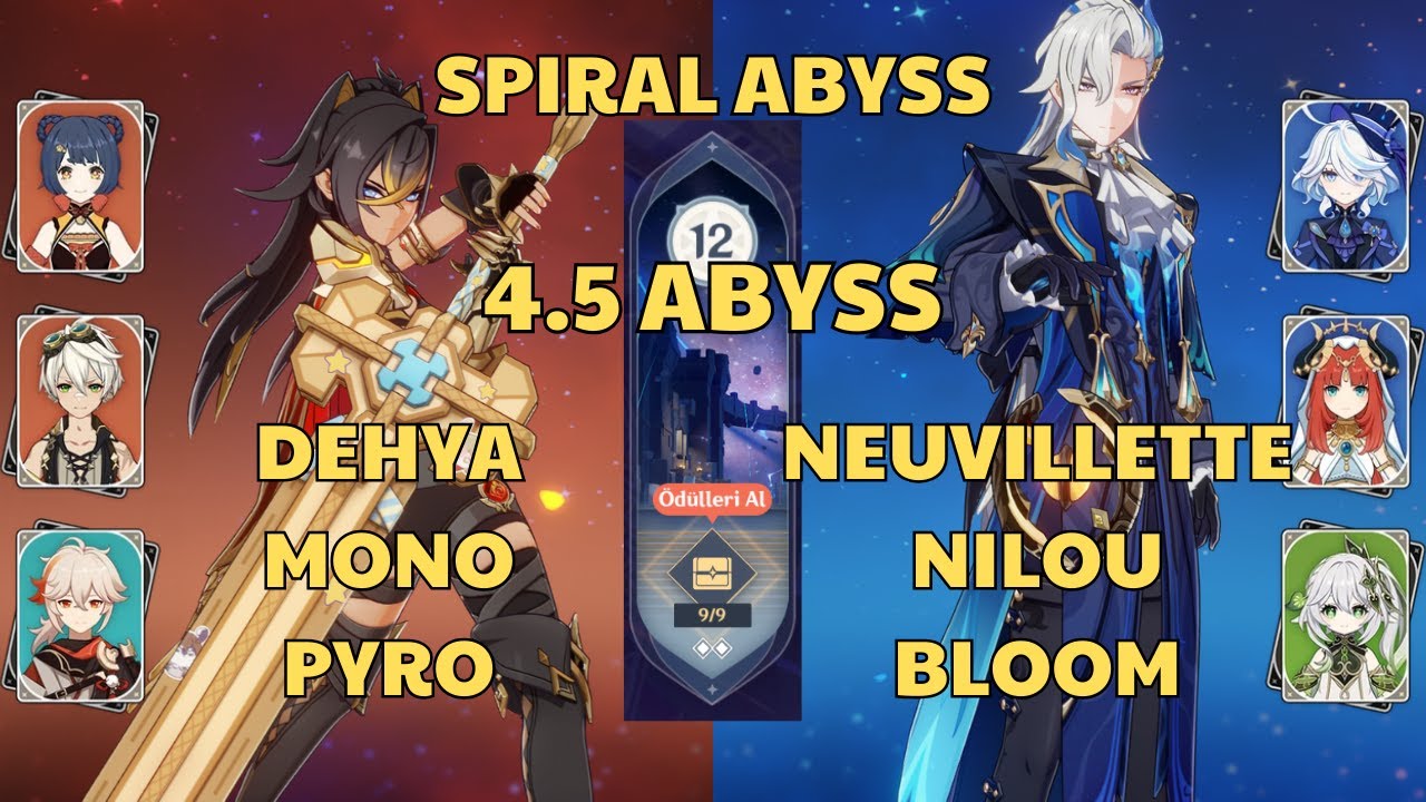 C1 Dehya Mono Pyro | C0 Neuvillette Nilou Bloom | Spiral Abyss 4.4 Floor 12 | Genshin Impact