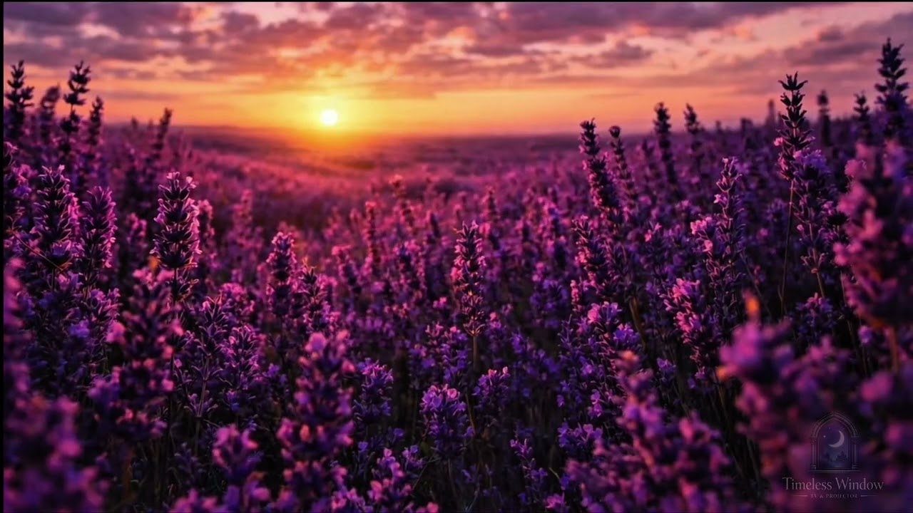 Lavender Field at Sunset 🌅 Wind and Crickets Sounds | Relaxing Nature Ambient, Calm Evening