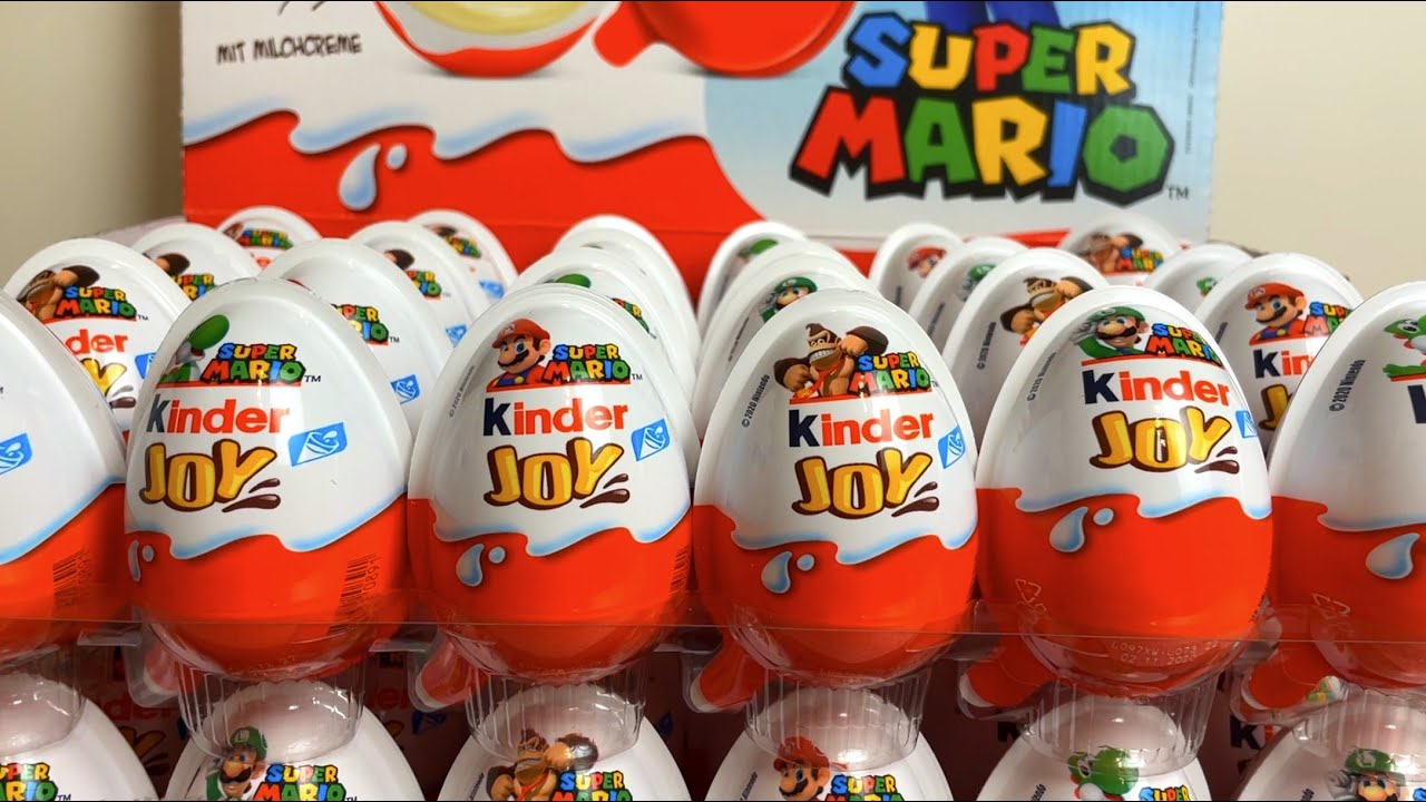 ASMR no talking big Unboxing - SUPER MARIO Kinder Joy - 48x Suprise Eggs! Old Series 2020!