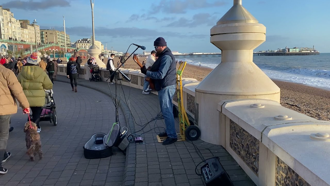 Great Sunny Day! Found Laszlo Jakab - Freelance Musician busking in Brighton Beach.