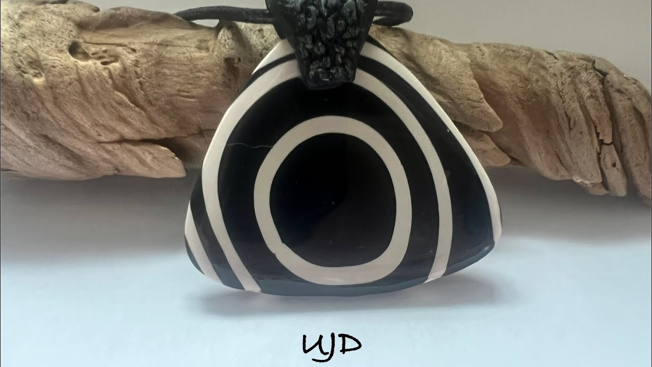 Black and white polymer clay necklace