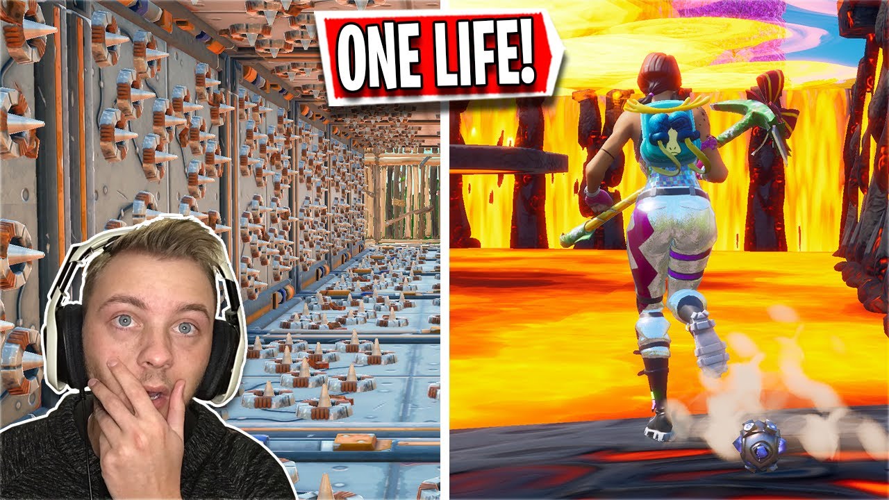 This NO Checkpoint Deathrun has FOUR worlds... *ONE LIFE* (Fortnite Creative)