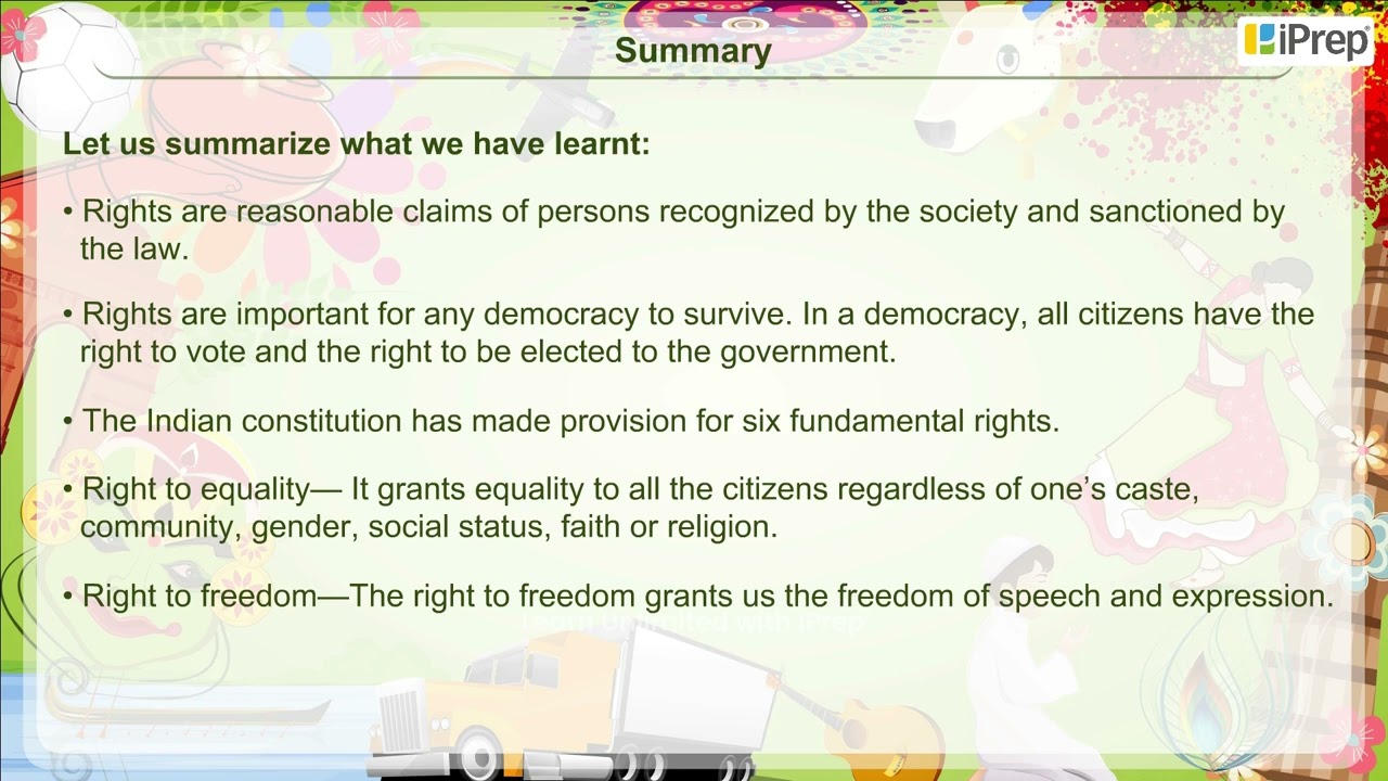 Summary - Democratic Rights  | Democratic Rights | Political Science | Class 9 | iPrep