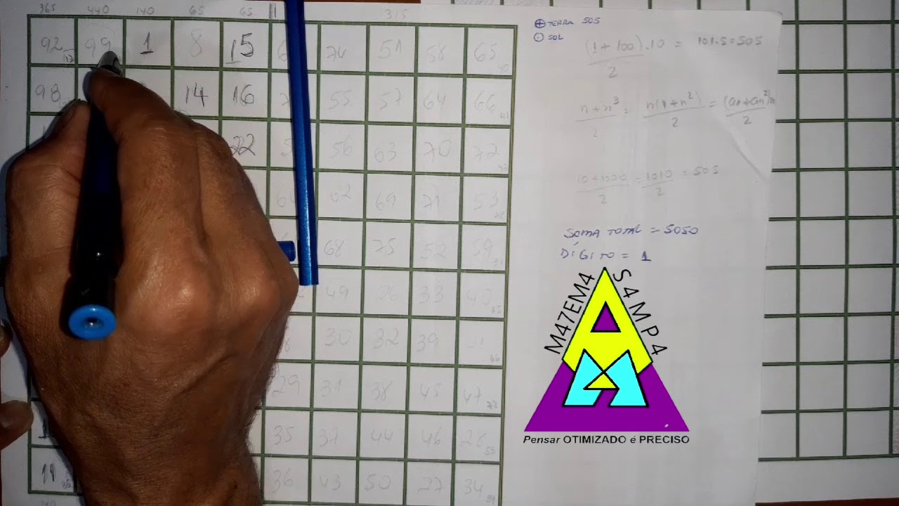 QUADRADO MÁGICO 10 X 10 -TÉCNICA DE RESOLUÇÃO - PLANETÁRIOS - T E R R A - 505
