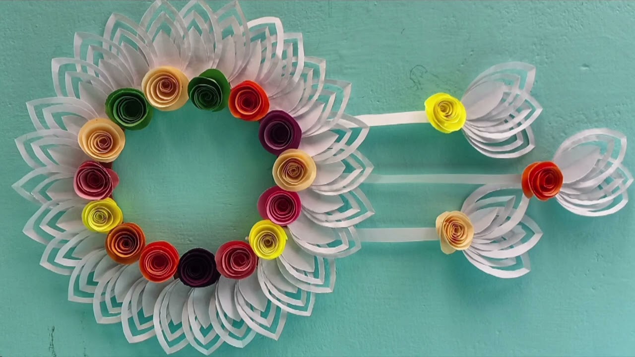 3 beautiful wall hanging||Paper wall decor ideas||How to make wallhanging from paper||Paper flower