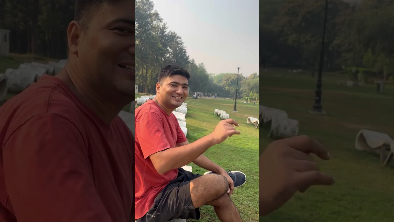 Morning physical activity in a beautiful garden 