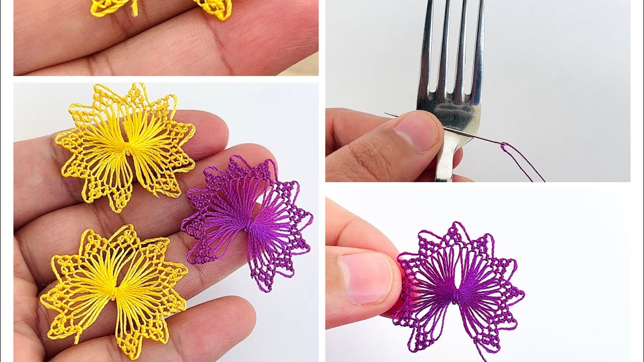 💥 Çatal İle iğne Çatal 🍴 üzerinde iğne oyası / Bowtie iğne oyası modelleri iğne oyaları