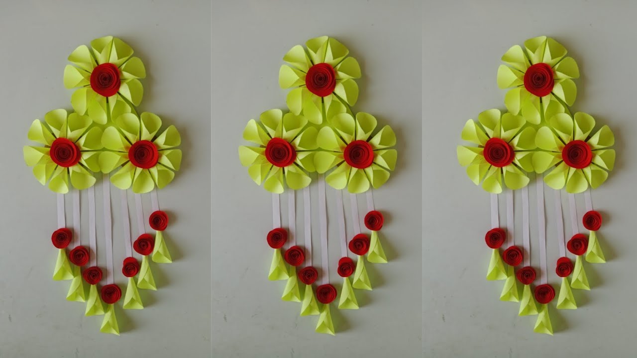 How To Make Handing Wall Home Decoration Craft Flower/Easy Paper Flower Craft Ideas/DIY Paper Flower