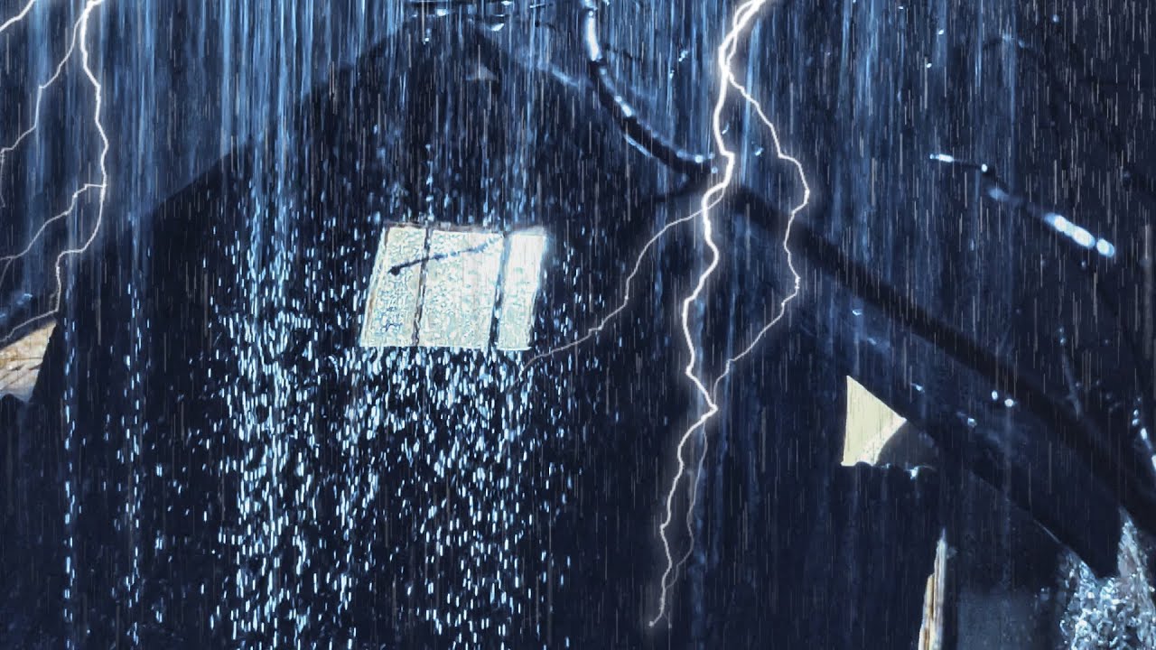 ⛈️ Cozy Rooftop Rainstorm | Heavy Thunder for Comforting Sleep & Study Moments